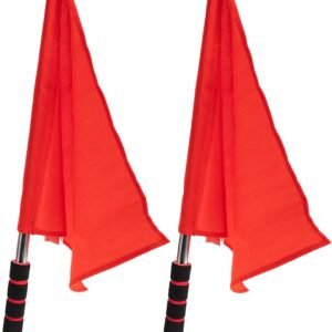 2PCS Referee Flags Volleyball Flags Line Judge, Stainless Steel Hand Flag Red Sigl Flag Sponge Handle Soccer Referee Flags Volleyball Lightweight Referee Equipment for Volleyball, Track and Field