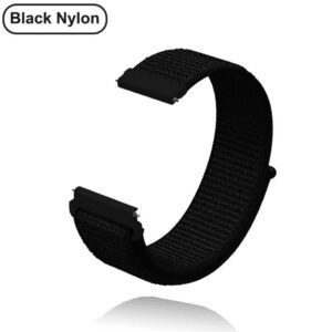 New 18mm 20mm 22mm Watch Strap for Garmin Venu 2S Bracelet Vivoactive 3 4S 4 Forerunner 245 645 Galaxy Watch 4 Classic 42 46mm Black Nylon 20mm