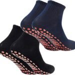 Yoga Socks – 2 Pairs of Non-Slip Socks – Barefoot – Yoga Socks – Non-Slip – Pilates – Home – Socks with Embossed Dots – Black – Navy Blue