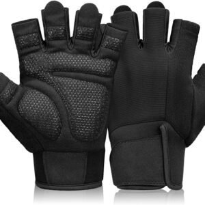 Fitness Gloves – Sports Gloves – Fingerless Gloves – Running Gloves – Unisex – Breathable and comfortable – With wrist support – Suitable for weightlifting, cycling, rowing and fitness training – Black, size L