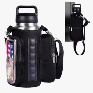 Magnetic Sports Bag with Adjustable Shoulder Strap – Includes Water Bottle Holder and Pocket – for Sports, Workouts, Travel & Work（Black）