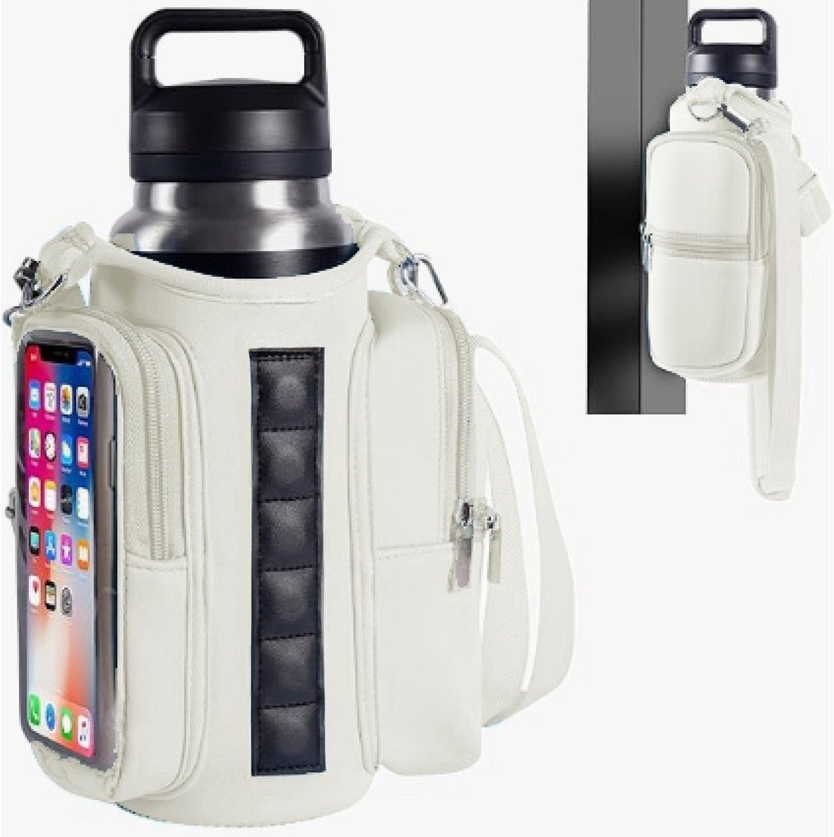 Magnetic Sports Bag with Adjustable Shoulder Strap - Includes Water Bottle Holder and Pocket - for Sports, Workouts, Travel & Work(White) 1 Magnetic Sports Bag with Adjustable Shoulder Strap – Includes Water Bottle Holder and Pocket – for Sports, Workouts, Travel & Work(White)