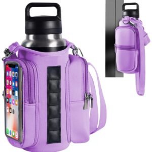 Magnetic Sports Bag with Adjustable Shoulder Strap – Includes Water Bottle Holder and Pocket – for Sports, Workouts, Travel & Work（Purple）