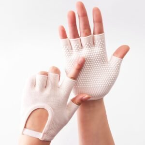 Gloves – Sports Gloves – Yoga Gloves – Fingerless Gloves – Non-slip Gloves – Unisex – Suitable for Gym and Home Workouts (White)