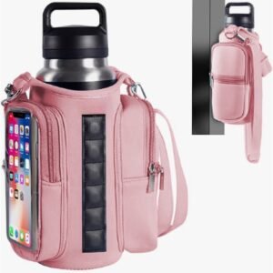 Magnetic Sports Bag with Adjustable Shoulder Strap – Includes Water Bottle Holder and Pocket – for Sports, Workouts, Travel & Work(Pink)