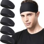 5-Pack Running Headbands for Men – Sports Headbands for Men, Sweat-Wicking – Suitable for Running, Cycling, Basketball, Yoga and Fitness Training – Elastic Unisex Headbands
