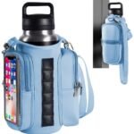 Magnetic Sports Bag with Adjustable Shoulder Strap – Includes Water Bottle Holder and Pocket – for Sports, Workouts, Travel & Work（Blue）