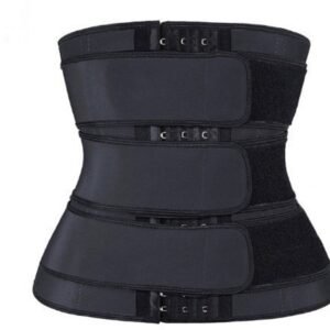 Women Sweat Reducer Training Belt – Sweatband – Waist Trainer – Slimming Belly Band – 3-Row Closure & Breathable Material – Extended Sizes (S to 6XL) – Black, 6XL
