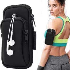 Running Armband – Phone Armband – Wearable Phone Armband – With Earphone Hole and Phone Pocket for Running – Armband for Fitness and Cycling (Black)