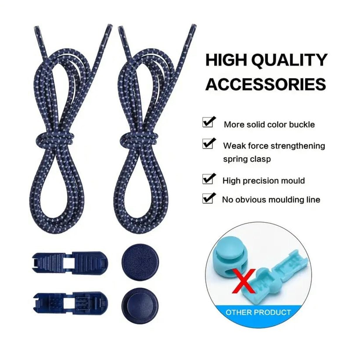 Sneaker Laces 120CM suitable for Sneakers - Elastic laces without a tie - Suitable for students and adults - With strong buckle and quick-release function (Royal Blue) 3 Sneaker Laces 120CM suitable for Sneakers – Elastic laces without a tie – Suitable for students and adults – With strong buckle and quick-release function (Royal Blue) - image 3