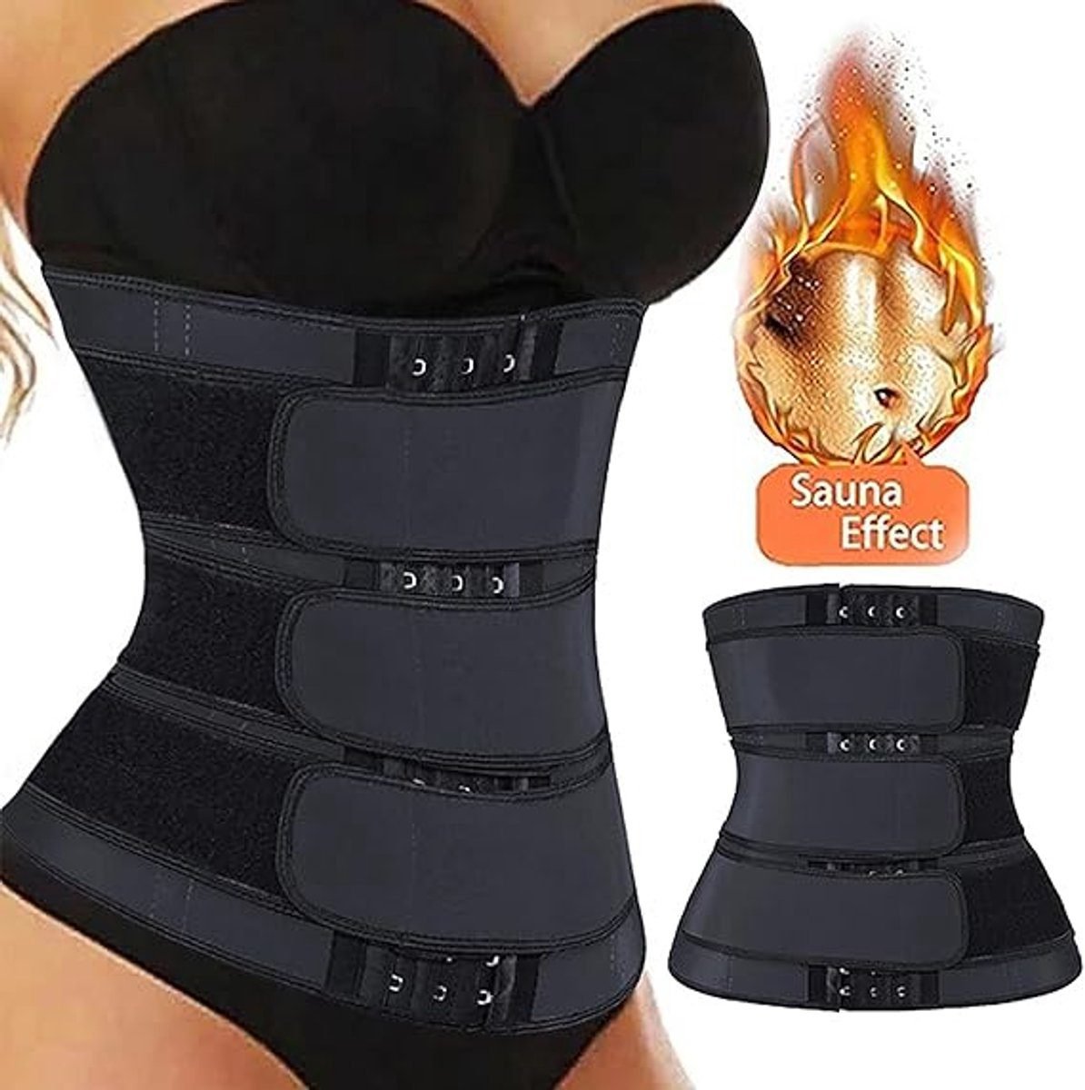 Women Sweat Reducer Training Belt - Sweatband - Waist Trainer - Slimming Belly Band - 3-Row Closure & Breathable Material - Extended Sizes (S to 6XL) - Black, 4XL 4 Women Sweat Reducer Training Belt – Sweatband – Waist Trainer – Slimming Belly Band – 3-Row Closure & Breathable Material – Extended Sizes (S to 6XL) – Black, 4XL - image 4