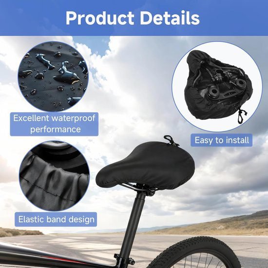 2-Piece Waterproof Bicycle Saddle Cover Set - Black - Rain Cover for Bicycle Saddle - Sun and Dust Resistant - With Drawstring - Unisex - Suitable for MTB, Road Bike & E-Bike 2 2-Piece Waterproof Bicycle Saddle Cover Set – Black – Rain Cover for Bicycle Saddle – Sun and Dust Resistant – With Drawstring – Unisex – Suitable for MTB, Road Bike & E-Bike - image 2