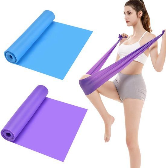 Set of 2 resistance bands - 1.5 m x 15 cm - Stretchable bands for yoga, pilates, strength training, physiotherapy and rehabilitation 1 Set of 2 resistance bands – 1.5 m x 15 cm – Stretchable bands for yoga, pilates, strength training, physiotherapy and rehabilitation