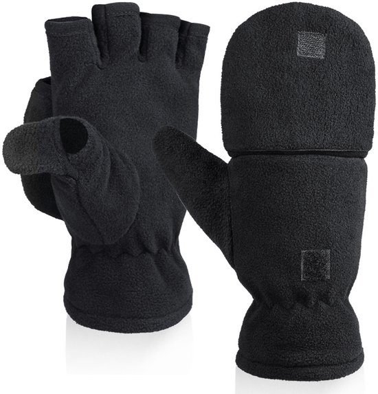 Unisex warm fleece gloves with fold-over top - Half-finger gloves - Warm gloves - Half-finger design - Suitable for writing, cycling, photo sessions with your partner - Winter gloves - Winter gift - Warm - Black - Size S 1 Unisex warm fleece gloves with fold-over top – Half-finger gloves – Warm gloves – Half-finger design – Suitable for writing, cycling, photo sessions with your partner – Winter gloves – Winter gift – Warm – Black – Size S