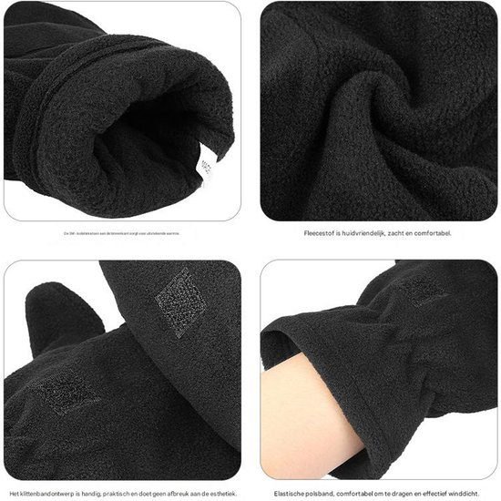 Unisex warm fleece gloves with fold-over top - Half-finger gloves - Warm gloves - Half-finger design - Suitable for writing, cycling, photo sessions with your partner - Winter gloves - Winter gift - Warm - Black - Size S 3 Unisex warm fleece gloves with fold-over top – Half-finger gloves – Warm gloves – Half-finger design – Suitable for writing, cycling, photo sessions with your partner – Winter gloves – Winter gift – Warm – Black – Size S - image 3