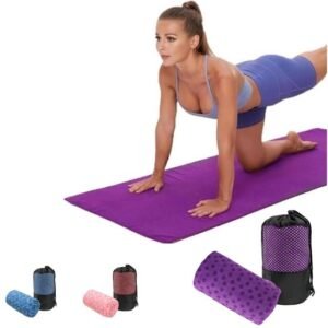 Yoga towel – Yoga towel – Yoga towel – Moisture-regulating and non-slip – Yoga towel – Quick-drying yoga mat fabric – Breathable yoga mat with mesh storage bag – Suitable for hot yoga, pilates and fitness – Purple