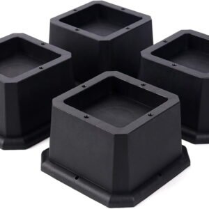 Furniture Risers 2 Inch Bed Risers Heavy Duty Adjustable Bed Lifts for Dorm Rooms Tables Desk Chair Leg Extenders 4-Pack Black