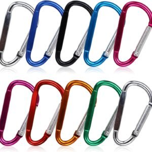 Carabiner – D-ring clip hook – Durable keychain – Camping accessory – Suitable for outdoor fishing, hiking, backpacking – 10 pieces