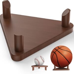 Ball Stand – Wooden Ball Display Stand – For Football, Basketball, Rugby, Volleyball, Sports Ball Storage Rack – Solid Wood Trophy Signature Souvenir Display Box