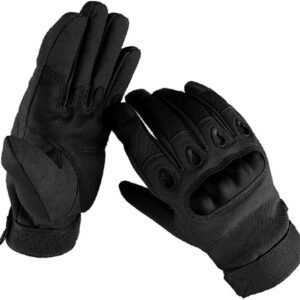 Black Men’s Motorcycle Tactical Gloves with Knuckle Protection, Breathable Mesh Vents, Non-Slip Silicone Palm, Touchscreen Fingertips for Riding and Training
