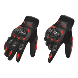 Red Full Finger Outdoor Cycling Motorcycle Sports Gloves, Nylon Material with Comfortable Sweat Holes and Joint Protection, Anti-Slip Anti-Impact Size XL
