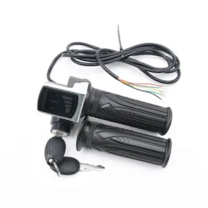 Replacement Electric Throttle Handle for Electric Bike Scooter Twist Throttle Handle with LCD Display and Power, Made of Abs, Black Color