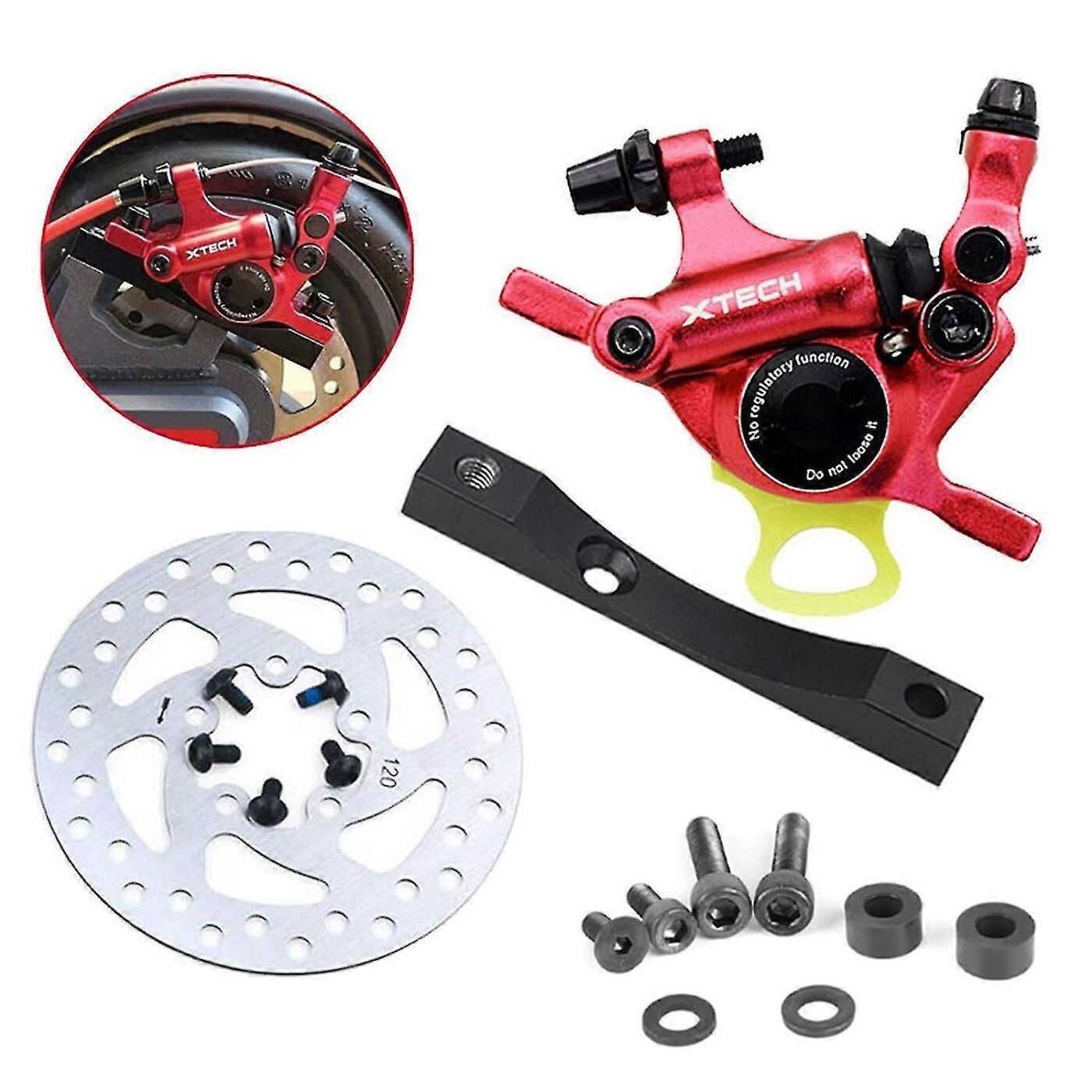 Hydraulic disc brake caliper with adapter and 120mm brake disc for Xiaomi M365 Pro electric scooter, Made of Aluminum 1 Hydraulic disc brake caliper with adapter and 120mm brake disc for Xiaomi M365 Pro electric scooter, Made of Aluminum