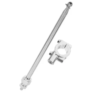 Heavy Duty Replacement Motorcycle Flagpole Handlebar Mount Flagpole Holder Bike Accessories, Made of Steel, Silver Color