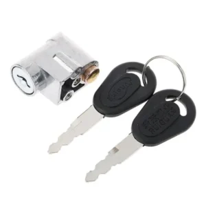 Battery Lock Cover with 2 Keys E-bike Power Switch, Rubber + Metal material, automotive replacement use, Black/Silver Color Options