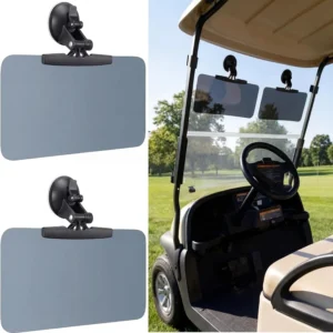 Golf Cart Sun Visor Set of 2, Anti Glare Acrylic Tinted Shield with UV Protection, Compatible with Roof Crossbars, Gray