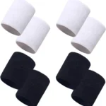 8 Pcs Sports Wristbands Cotton Elastic Sweatbands for Tennis Basketball Running Men Women Black White, Practical Everyday Use