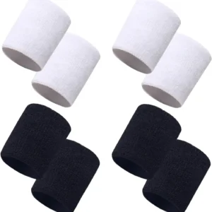 8 Pcs Sports Wristbands Cotton Elastic Sweatbands for Tennis Basketball Running Men Women Black White, Practical Everyday Use