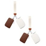 Keychain Wallet Mini Zip Around Wristlet Wallets For Women Detachable Dual Pouch Wristlet Portable Coin Purse Small Wallets For Travel Sports Outdoors Brown 2PCS