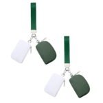 Keychain Wallet Mini Zip Around Wristlet Wallets For Women Detachable Dual Pouch Wristlet Portable Coin Purse Small Wallets For Travel Sports Outdoors Dark Green 2PCS