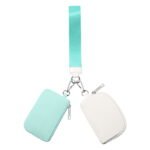 Keychain Wallet Mini Zip Around Wristlet Wallets For Women Detachable Dual Pouch Wristlet Portable Coin Purse Small Wallets For Travel Sports Outdoors Mint Green