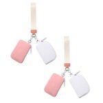 Keychain Wallet Mini Zip Around Wristlet Wallets For Women Detachable Dual Pouch Wristlet Portable Coin Purse Small Wallets For Travel Sports Outdoors Pink 2PCS