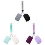 Keychain Wallet Mini Zip Around Wristlet Wallets For Women Detachable Dual Pouch Wristlet Portable Coin Purse Small Wallets For Travel Sports Outdoors Purple 1PCS & Grey 1PCS & Mint Green 1PCS