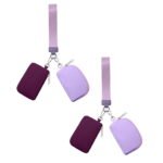 Keychain Wallet Mini Zip Around Wristlet Wallets For Women Detachable Dual Pouch Wristlet Portable Coin Purse Small Wallets For Travel Sports Outdoors Purple 2PCS