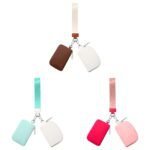 Keychain Wallet Mini Zip Around Wristlet Wallets For Women Detachable Dual Pouch Wristlet Portable Coin Purse Small Wallets For Travel Sports Outdoors W-Watermelon Red 1PCS & Mint Green 1PCS & Brown 1PCS