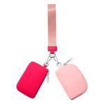 Keychain Wallet Mini Zip Around Wristlet Wallets For Women Detachable Dual Pouch Wristlet Portable Coin Purse Small Wallets For Travel Sports Outdoors Watermelon Red