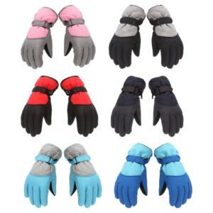 Dengjunhu Kids Winter Gloves – Snow & Ski Waterproof Youth Gloves for Boys & Girls – Insulated for Cold Weather Outdoor Play, Skiing & Snowboarding M Pink