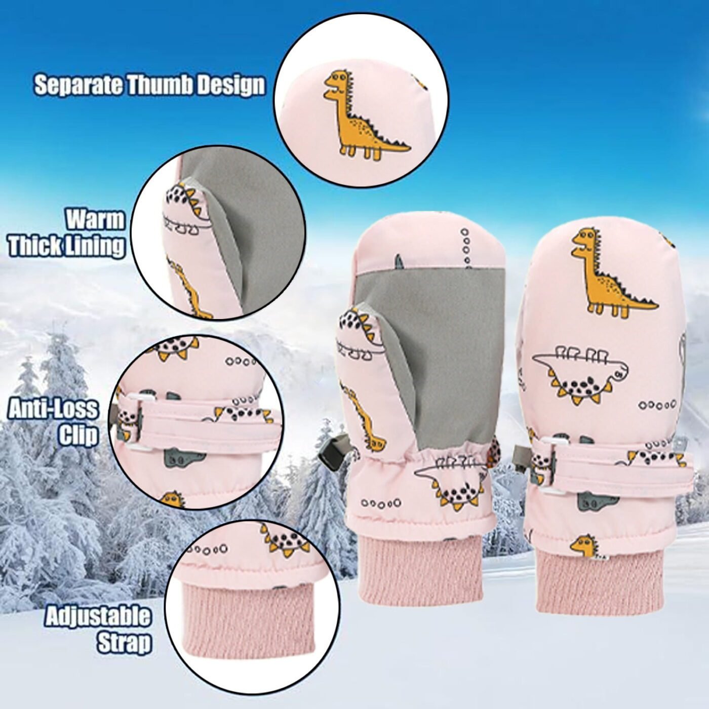 Gloves For Kids Toddler Skis Kids Gloves Winter Gloves Thick Gloves Stretchy Warm Gloves Boys Girls 6-24 Months 4-8 Years AHA5 kids snow gloves Pink 4 Gloves For Kids Toddler Skis Kids Gloves Winter Gloves Thick Gloves Stretchy Warm Gloves Boys Girls 6-24 Months 4-8 Years AHA5 kids snow gloves Pink - image 4