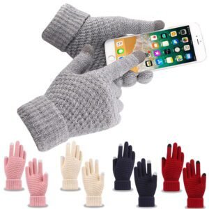 Dalrosia Women’s Winter Touch Screen Gloves Warm Fleece Lined Knit Gloves Elastic Cuff Winter Texting Gloves Yellow