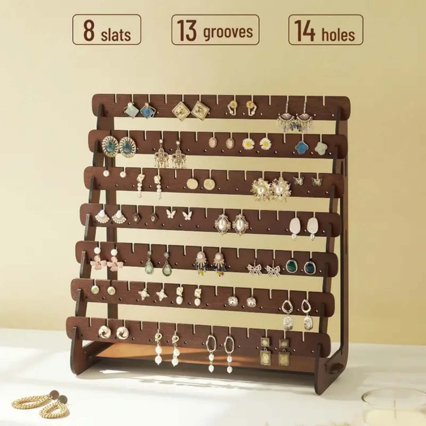Rack , Earring Display Wood Earring Stand Organizer Stud Earrings Tower Jewelry Organizer Holder for Stud Hook Earrings Organizer Brown 5 Rack , Earring Display Wood Earring Stand Organizer Stud Earrings Tower Jewelry Organizer Holder for Stud Hook Earrings Organizer Brown - image 5