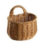 Small Wall-Mounted Kitchen Storage Basket, Hanging Storage Wicker Baskets Wall Mounted Woven Hanging Basket Wicker Small Basket with Handle Wicker Basket with Handle Small Basket Organizer Large wall-mounted kitchen storage basket Khaki