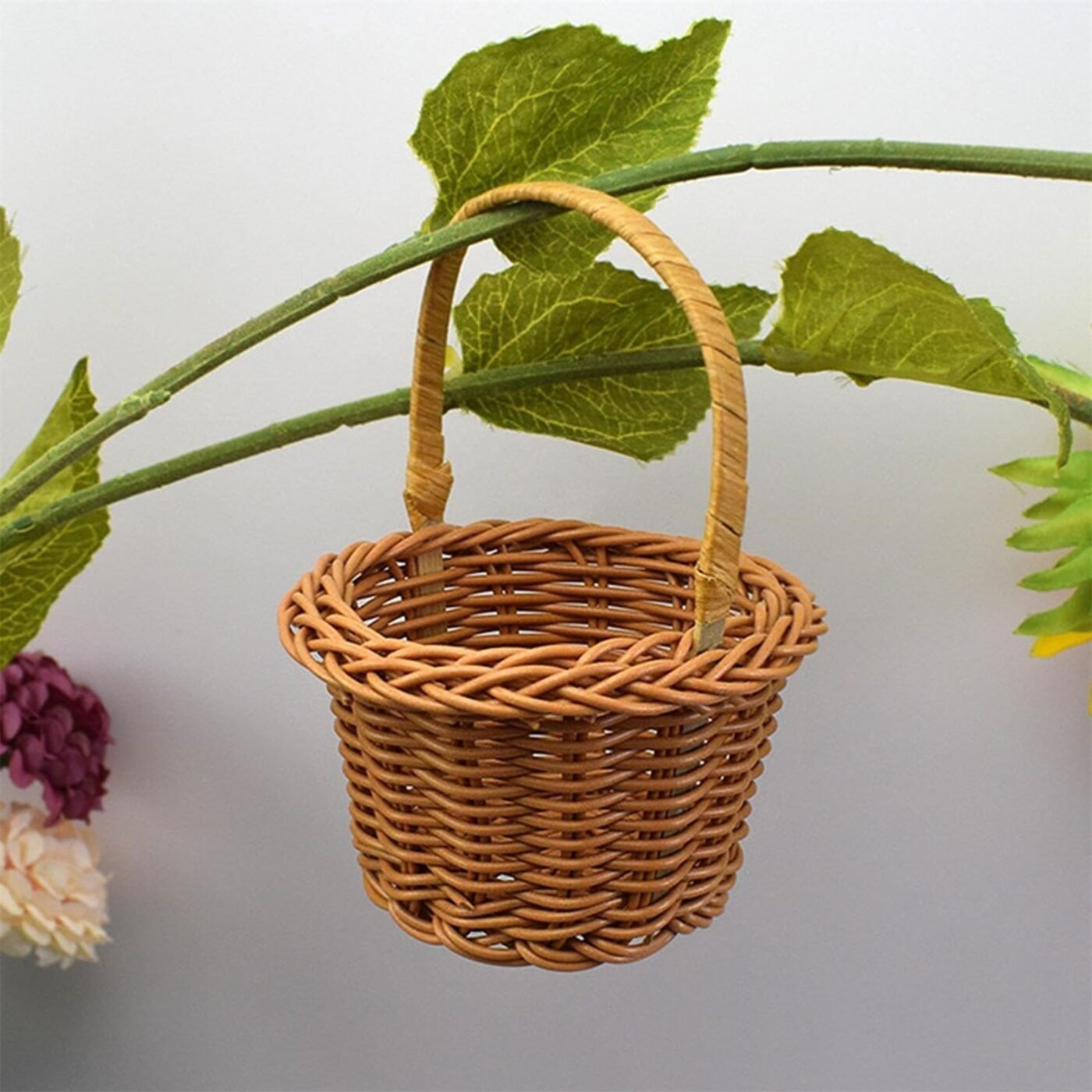 Small Wall-Mounted Kitchen Storage Basket, Hanging Storage Wicker Baskets Wall Mounted Woven Hanging Basket Wicker Small Basket with Handle Wicker Basket with Handle Small Basket Organizer Brown Wedding Flower Basket 5 Small Wall-Mounted Kitchen Storage Basket, Hanging Storage Wicker Baskets Wall Mounted Woven Hanging Basket Wicker Small Basket with Handle Wicker Basket with Handle Small Basket Organizer Brown Wedding Flower Basket - image 5