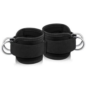 Weight Lifting Ankle D-Ring Strap Pulley Cable Kickbacks Attachment Gym Leg Black/Blue/Rose Red
