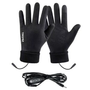 Heated Gloves Heated Gloves for Men Women with 3 Heat Settings Touchscreen Warming Gloves for Climbing Hiking Cycling Camping- Grey 26 Black