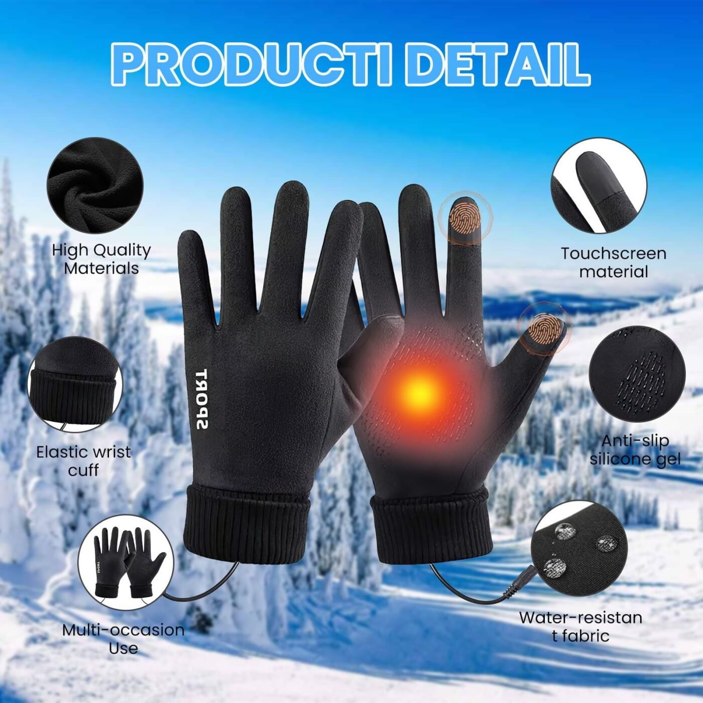 Heated Gloves Heated Gloves for Men Women with 3 Heat Settings Touchscreen Warming Gloves for Climbing Hiking Cycling Camping- Grey 26 Navy 4 Heated Gloves Heated Gloves for Men Women with 3 Heat Settings Touchscreen Warming Gloves for Climbing Hiking Cycling Camping- Grey 26 Navy - image 4