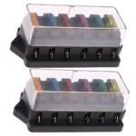 SWETRACE 2Pcs Metal 6 Way Fuse Holder for Vehicle Maintenance Electrical Installation Car Fuse Accessory 4.3×2.0x1.7in